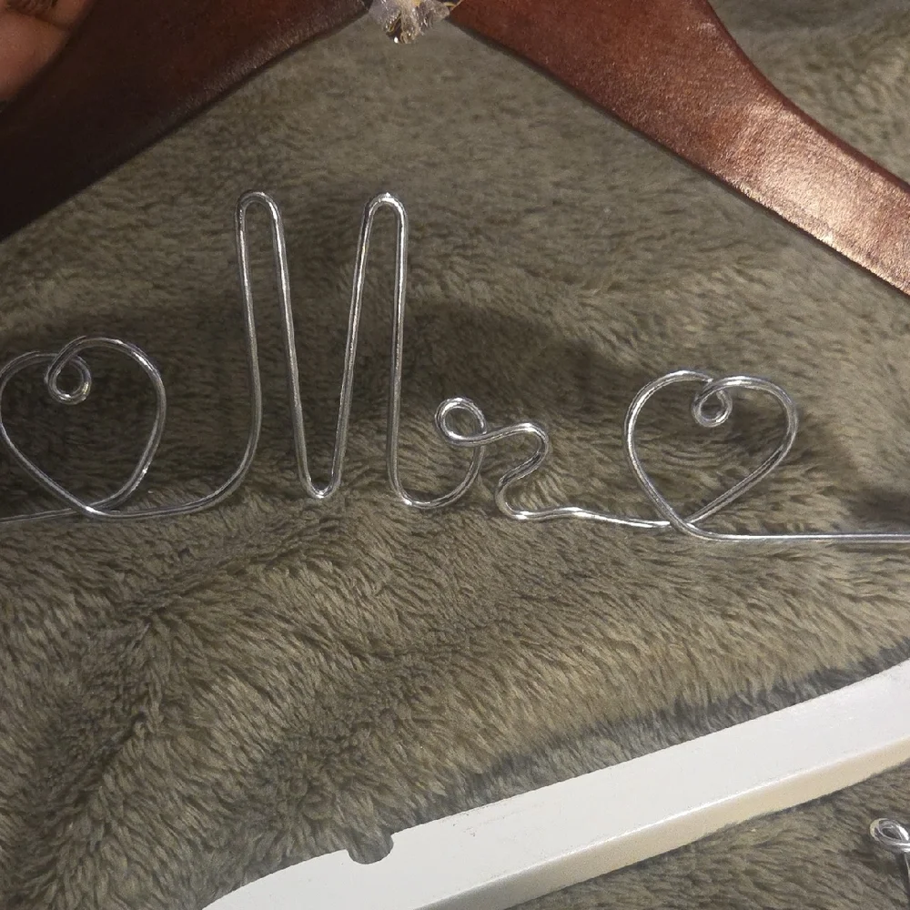 White and Silver Bride Hanger Set